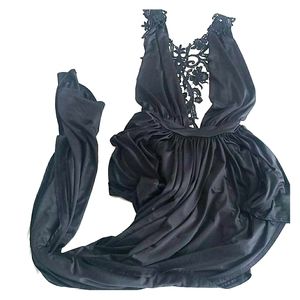 Long leotard open front & back lace dress